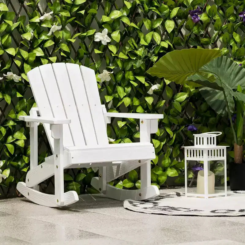 Costway 4PCS Kid Adirondack Rocking Chair Outdoor Solid Wood Slatted seat Backrest