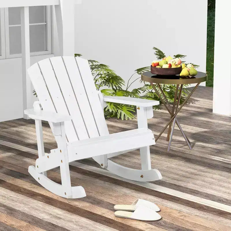 Costway 4PCS Kid Adirondack Rocking Chair Outdoor Solid Wood Slatted seat Backrest