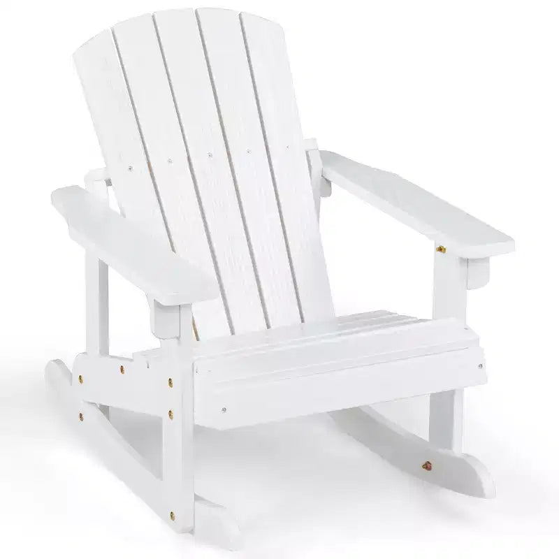 Costway 4PCS Kid Adirondack Rocking Chair Outdoor Solid Wood Slatted seat Backrest