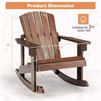Costway 4PCS Kid Adirondack Rocking Chair Outdoor Solid Wood Slatted seat Backrest