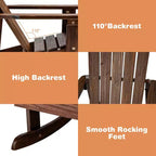 Costway 4PCS Kid Adirondack Rocking Chair Outdoor Solid Wood Slatted seat Backrest