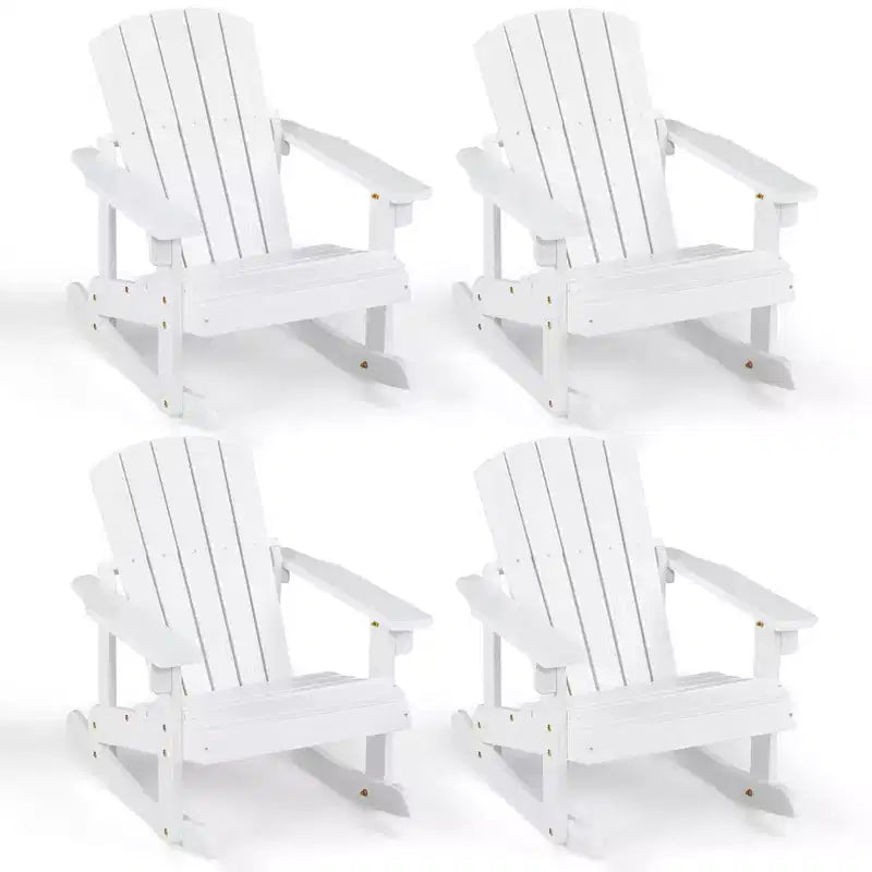 Costway 4 SEDIE A DONDOLO PER BAMBINI Adirondack da Esterno in Legno Massello con Schienale a Doghe