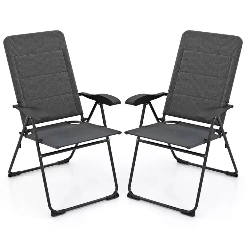 Costway 4PCS Patio Folding Chairs Back Adjustable Reclining Padded Garden Furniture