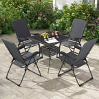 Costway 4PCS Patio Folding Chairs Back Adjustable Reclining Padded Garden Furniture