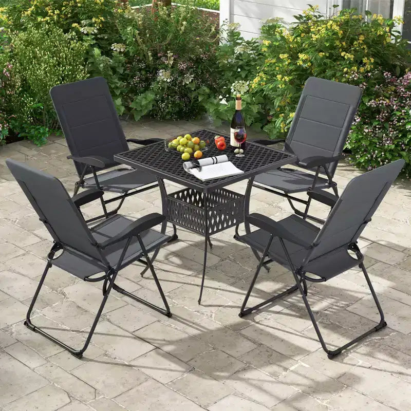 Costway 4PCS Patio Folding Chairs Back Adjustable Reclining Padded Garden Furniture