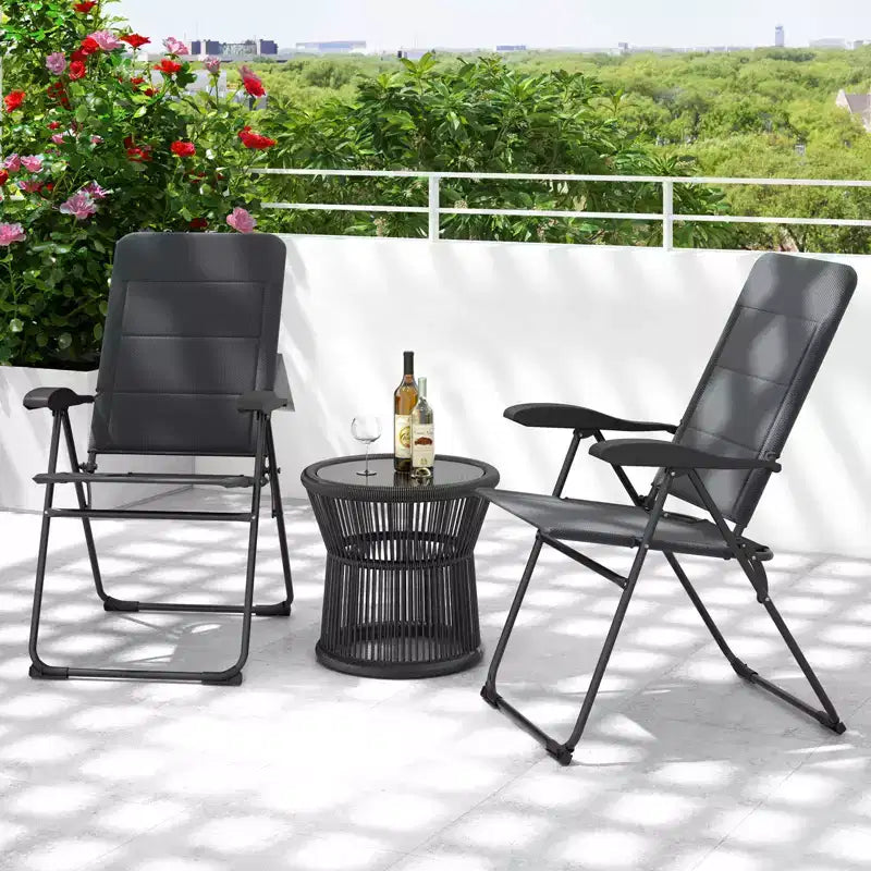 Costway 4PCS Patio Folding Chairs Back Adjustable Reclining Padded Garden Furniture