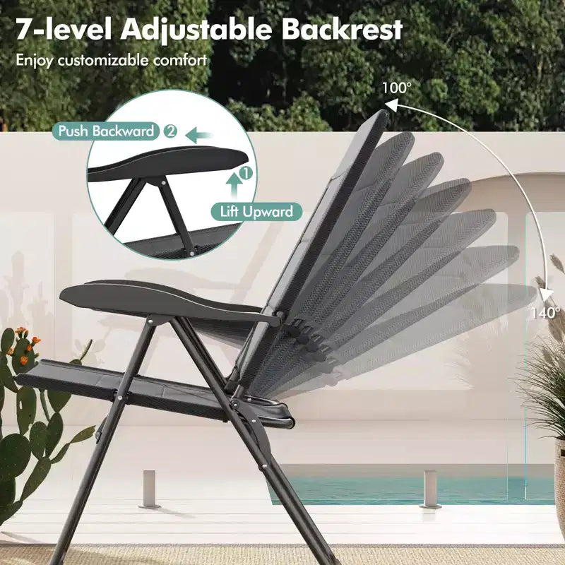 Costway 4PCS Patio Folding Chairs Back Adjustable Reclining Padded Garden Furniture