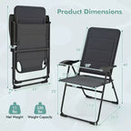 Costway 4PCS Patio Folding Chairs Back Adjustable Reclining Padded Garden Furniture