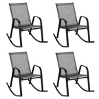 Costway 4pcs Patio Rocking Chair Heavy-Duty Metal Rocker Outdoor Anti-Slip Gray