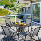 Costway 4pcs Patio Rocking Chair Heavy-Duty Metal Rocker Outdoor Anti-Slip Gray