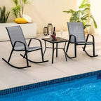 Costway 4pcs Patio Rocking Chair Heavy-Duty Metal Rocker Outdoor Anti-Slip Gray