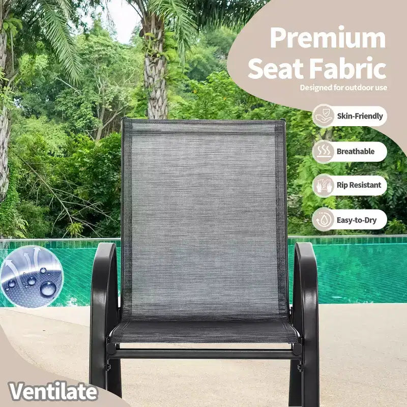 Costway 4pcs Patio Rocking Chair Heavy-Duty Metal Rocker Outdoor Anti-Slip Gray