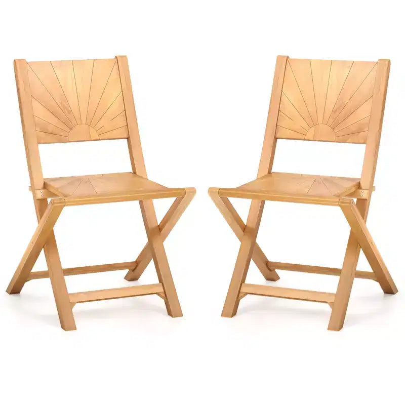 Costway Set di 4 Sedie Pieghevoli da Giardino con Schienale Inclinato in Legno Teak per Esterni