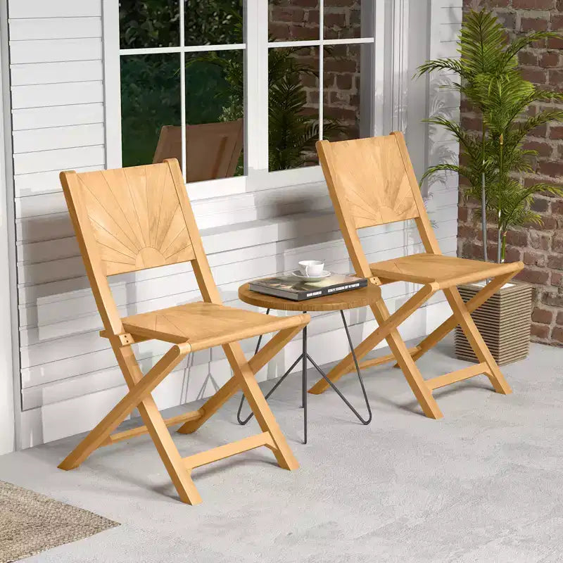 Costway Set di 4 Sedie Pieghevoli da Giardino con Schienale Inclinato in Legno Teak per Esterni