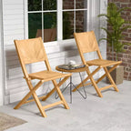 Costway Set di 4 Sedie Pieghevoli da Giardino con Schienale Inclinato in Legno Teak per Esterni