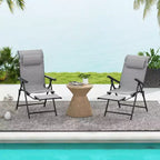 Costway Folding Patio Chairs Set of 2 Lounge Chairs w/ 10-Level Adjustable Backrests