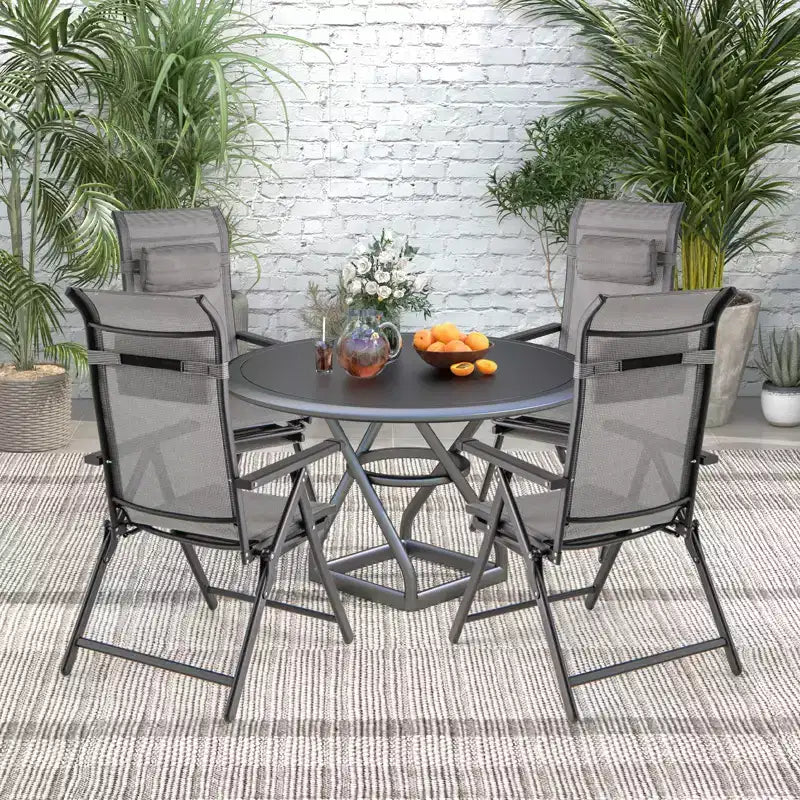 Costway Folding Patio Chairs Set of 2 Lounge Chairs w/ 10-Level Adjustable Backrests
