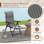 Costway Folding Patio Chairs Set of 2 Lounge Chairs w/ 10-Level Adjustable Backrests