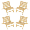 Costway 4PCS Teak Wood Outdoor Reclining Chair Natural Mid Century Accent Chair w/ Backrest