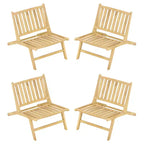 Costway 4PCS Teak Wood Outdoor Reclining Chair Natural Mid Century Accent Chair w/ Backrest
