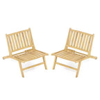 Costway 4PCS Teak Wood Outdoor Reclining Chair Natural Mid Century Accent Chair w/ Backrest