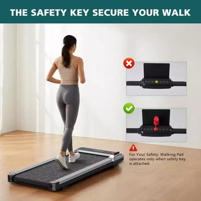 Tapis Roulant NAYSAYE Walking Pad Compatto Silenzioso Portatile Sotto la Scrivania per l'Esercizio a Casa e in Ufficio, Argento, 42.2*19.2*3.58
