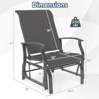 Costway Porch Gliders Set of 2/4 with Reclined High Back Breathable Mesh Fabric Metal Frame Beige/Gray