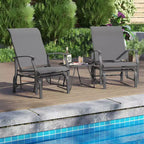 Costway Porch Gliders Set of 2/4 with Reclined High Back Breathable Mesh Fabric Metal Frame Beige/Gray