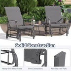 Costway Porch Gliders Set of 2/4 with Reclined High Back Breathable Mesh Fabric Metal Frame Beige/Gray