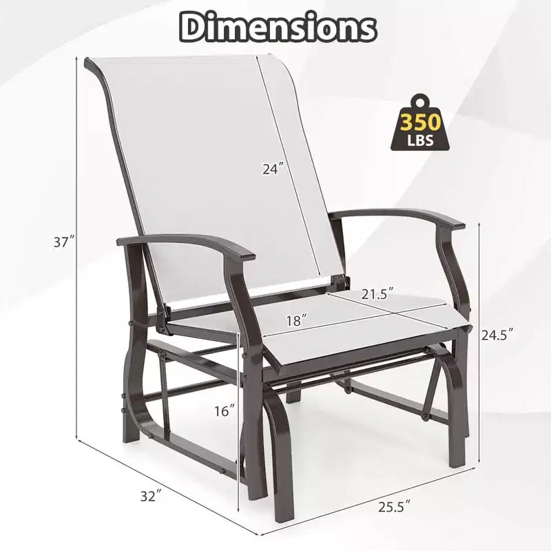 Costway Porch Gliders Set of 2/4 with Reclined High Back Breathable Mesh Fabric Metal Frame Beige/Gray