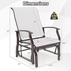 Costway Porch Gliders Set of 2/4 with Reclined High Back Breathable Mesh Fabric Metal Frame Beige/Gray