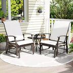 Costway Porch Gliders Set of 2/4 with Reclined High Back Breathable Mesh Fabric Metal Frame Beige/Gray