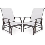 Costway Porch Gliders Set of 2/4 with Reclined High Back Breathable Mesh Fabric Metal Frame Beige/Gray