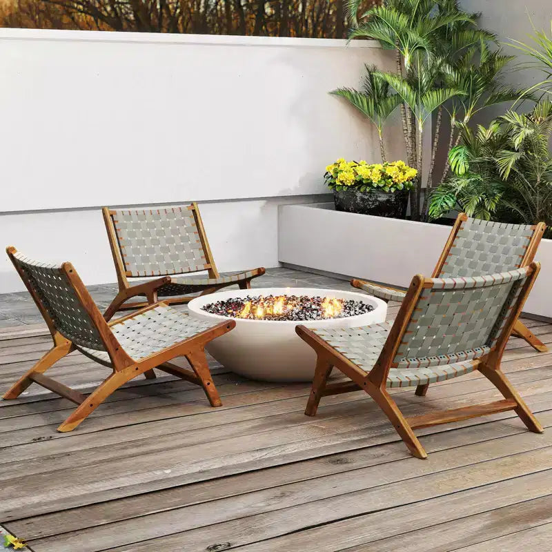 Coatway 1/2/4 sedie da esterno in legno di teak con seduta e schienale in nylon intrecciato per giardino, veranda, balcone