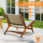 Coatway 1/2/4 sedie da esterno in legno di teak con seduta e schienale in nylon intrecciato per giardino, veranda, balcone