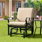 Costway Patio Rocking Chair with Cushion Heavy-Duty Metal Frame Smooth Glider Outdoor