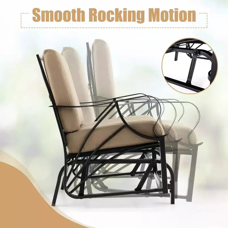 Costway Patio Rocking Chair with Cushion Heavy-Duty Metal Frame Smooth Glider Outdoor