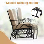 Costway Patio Rocking Chair with Cushion Heavy-Duty Metal Frame Smooth Glider Outdoor