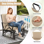 Costway Patio Rocking Chair with Cushion Heavy-Duty Metal Frame Smooth Glider Outdoor
