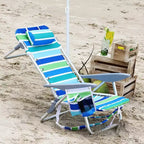 2 Pack Backpack Beach Chair, Portable & Lay Flat Folding Chair with 5-Position Recline, Adjustable Straps, Cup Holder & Phone Pocket,300 LBS Capacity