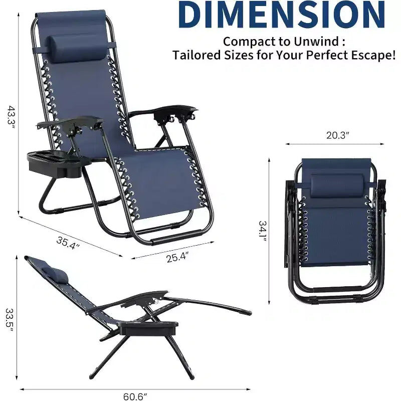 Weightless Chairs,Living Room Chairs for Outdoor Patio Last Intervention with Pillow and Cup Tray,Adjustable Reclining Chair,Portable Folding Chair