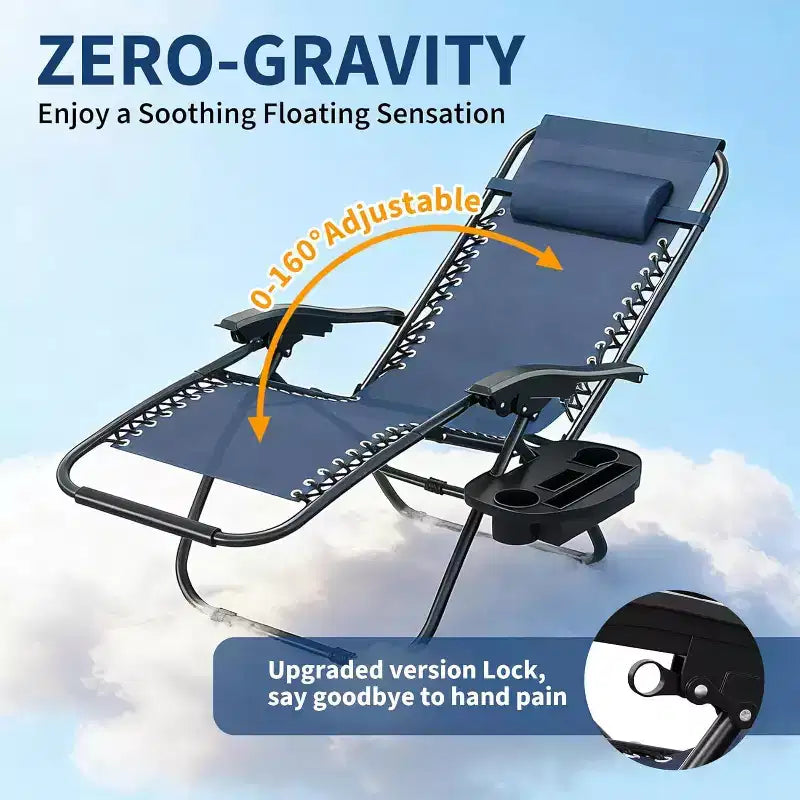 Weightless Chairs,Living Room Chairs for Outdoor Patio Last Intervention with Pillow and Cup Tray,Adjustable Reclining Chair,Portable Folding Chair