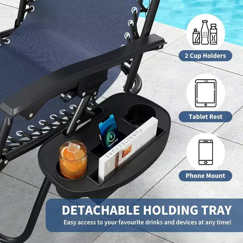 Weightless Chairs,Living Room Chairs for Outdoor Patio Last Intervention with Pillow and Cup Tray,Adjustable Reclining Chair,Portable Folding Chair