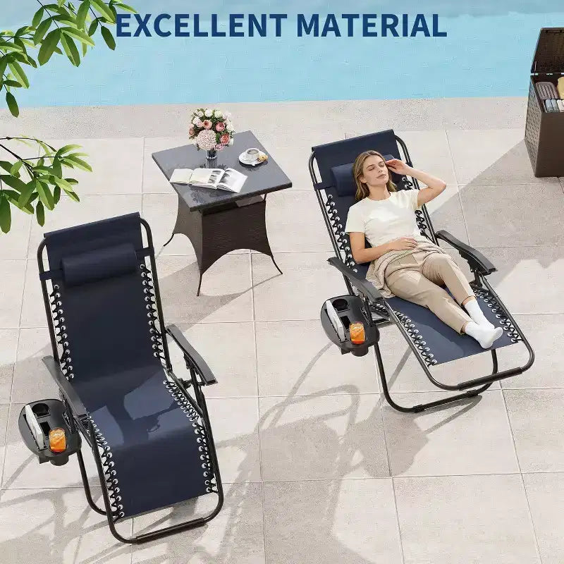 Weightless Chairs,Living Room Chairs for Outdoor Patio Last Intervention with Pillow and Cup Tray,Adjustable Reclining Chair,Portable Folding Chair