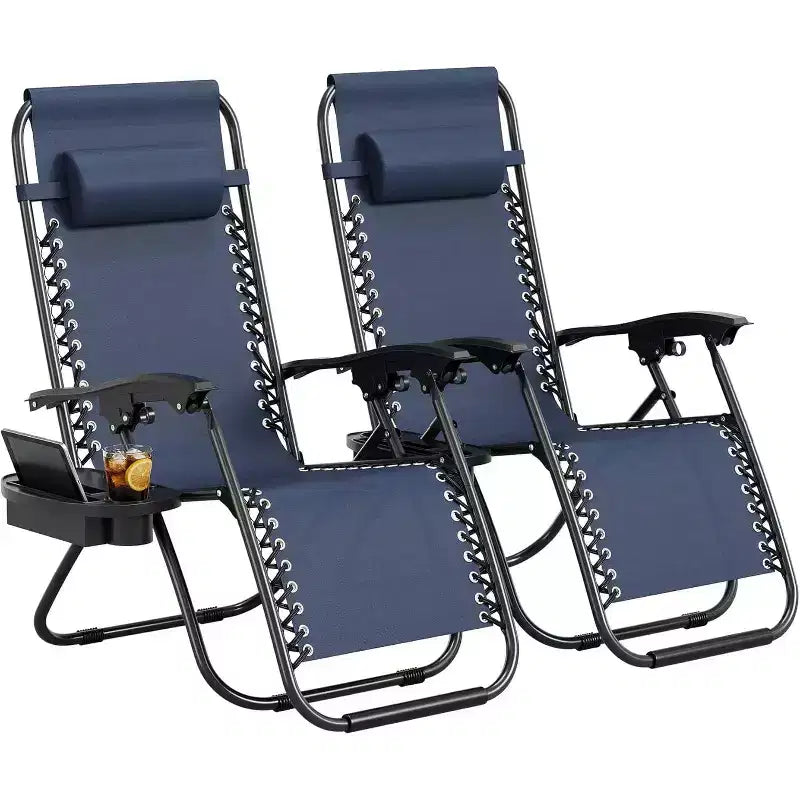 Weightless Chairs,Living Room Chairs for Outdoor Patio Last Intervention with Pillow and Cup Tray,Adjustable Reclining Chair,Portable Folding Chair
