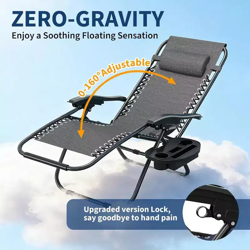 Weightless Chairs,Living Room Chairs for Outdoor Patio Last Intervention with Pillow and Cup Tray,Adjustable Reclining Chair,Portable Folding Chair