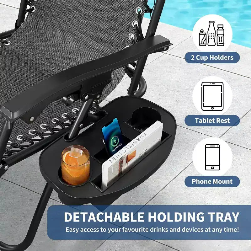 Weightless Chairs,Living Room Chairs for Outdoor Patio Last Intervention with Pillow and Cup Tray,Adjustable Reclining Chair,Portable Folding Chair