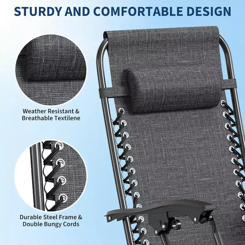 Weightless Chairs,Living Room Chairs for Outdoor Patio Last Intervention with Pillow and Cup Tray,Adjustable Reclining Chair,Portable Folding Chair