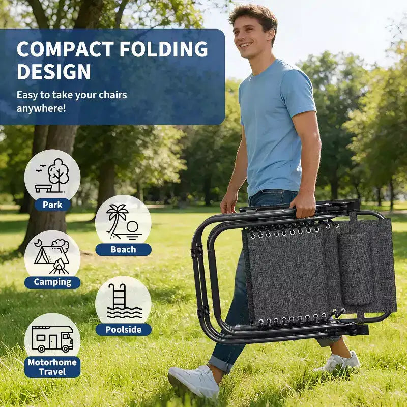 Weightless Chairs,Living Room Chairs for Outdoor Patio Last Intervention with Pillow and Cup Tray,Adjustable Reclining Chair,Portable Folding Chair