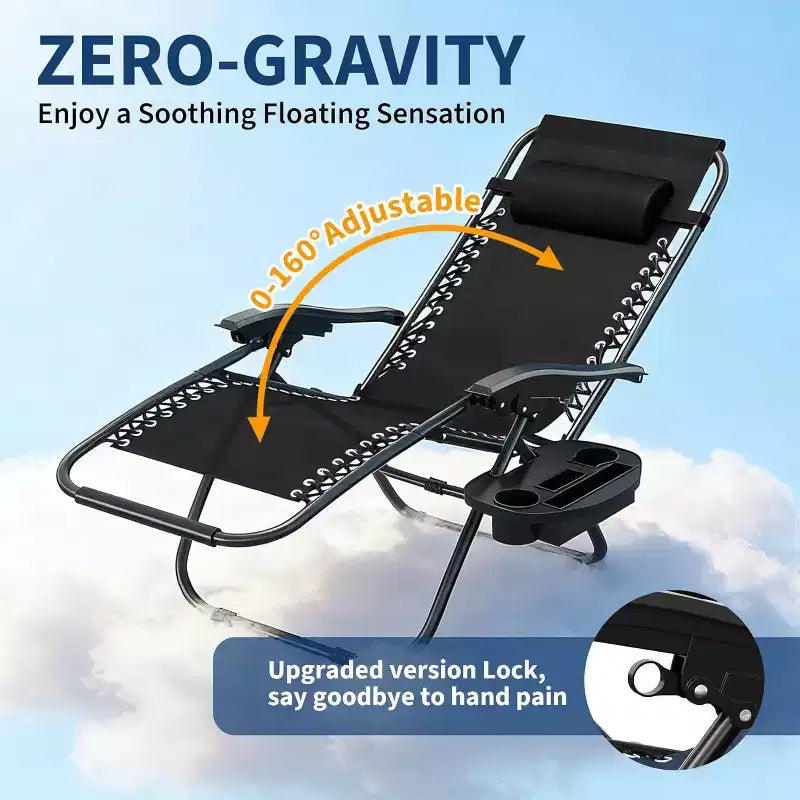 Weightless Chairs,Living Room Chairs for Outdoor Patio Last Intervention with Pillow and Cup Tray,Adjustable Reclining Chair,Portable Folding Chair